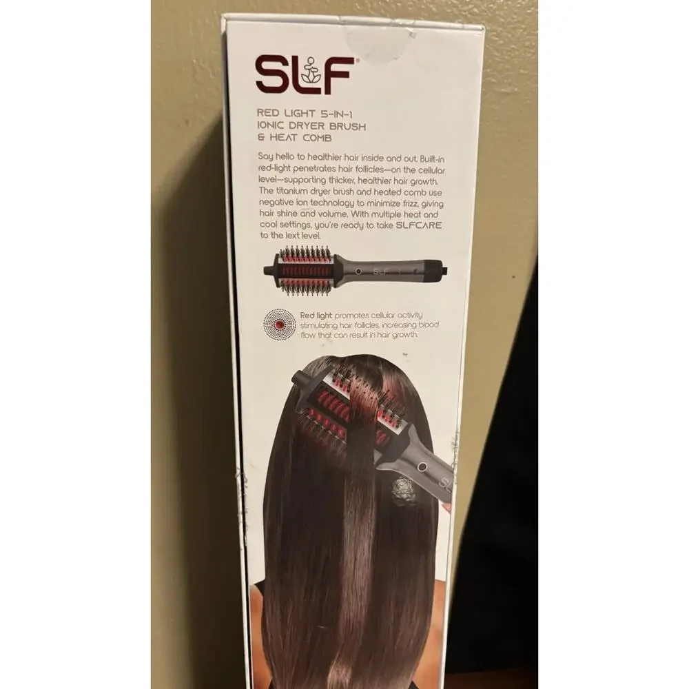 SLF Red Light Therapy 5-in-1 Ionic Dry Hair Brush & Heat Comb OPEN BOX TESTED